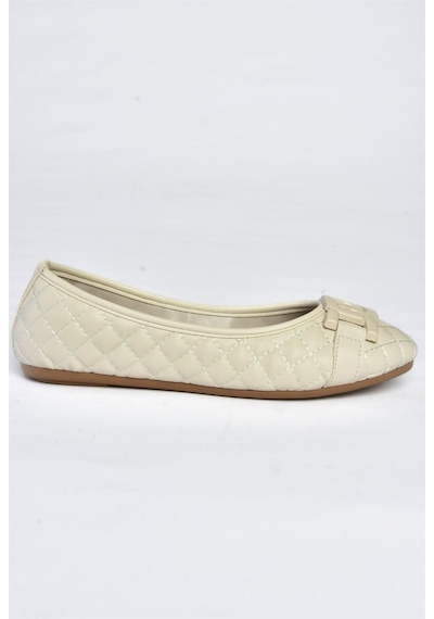 Fox Shoes P250005209 Kapitone Tokalı Günlük Kadın Babet Bej