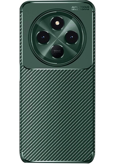 Tecno Spark 30 Kılıf Focus Carbon Silikon Kapak Koyu Yeşil