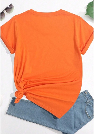 Flood Of Style Unisex Sevimli Kedi Tasarım T-shirt Turuncu