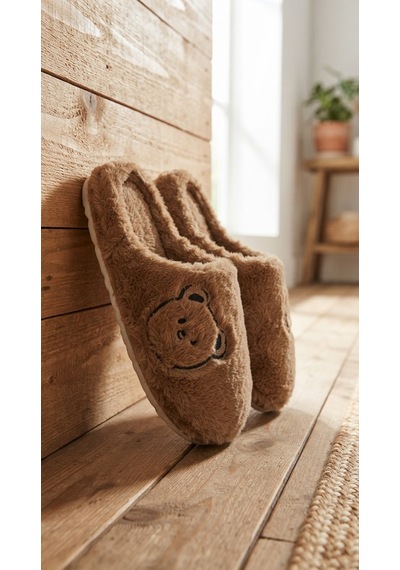 Modafrato Fluffy Ayıcık Desenli Kadın Ev Terliği Kışlık Yünlü Terlik Ses Yapmayan İçi Yünlü Günlük Rahat Terlik Siyah - Taba Modafrato Fluffy Ayıcık Desenli Kadın Ev Terliği Kışlık Yünlü Terlik Ses Yapmayan İçi Yünlü Günlük Rahat Terlik Siyah - Taba