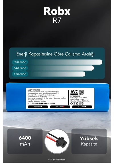 Robx R7 6400mah Robot Süpürge Bataryası K.k