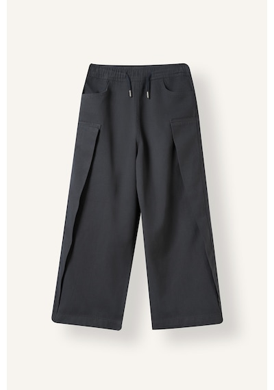 Defacto Wide Leg Beli Bağcıklı Kat Detaylı Gabardin Pantolon Kız Çocuk I5833a826wnar58 Antrasit-ar58