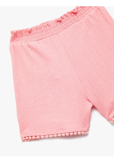 Koton Beli Lastikli Bürümcük Şort Pembe 5smg40066ak Gül