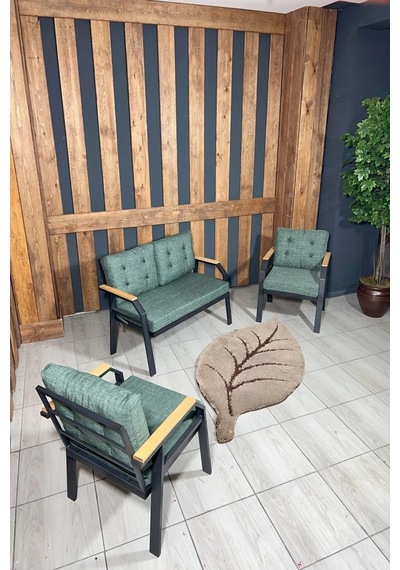 Ard & Garden 2 1 1 Balkon Takımı, Çay Seti, Metal Koltuk Takımı, Bahçe Takımı, Bahçe Mobilyası Koyu Yeşil