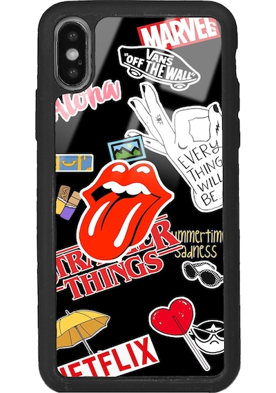Apple Uyumlu iPhone X - Xs Sticker Tasarımlı Glossy Telefon Kılıfı Çok Renkli