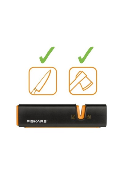 Fiskars 156018-1023619 Bileyicili Ağır Iş Bıçağı + 120740-1000601 Balta Ve Bıçak Bileyici