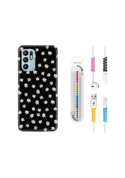 Oppo Reno6 Kılıf Kablo Koruyuculu Papatyalar 1866