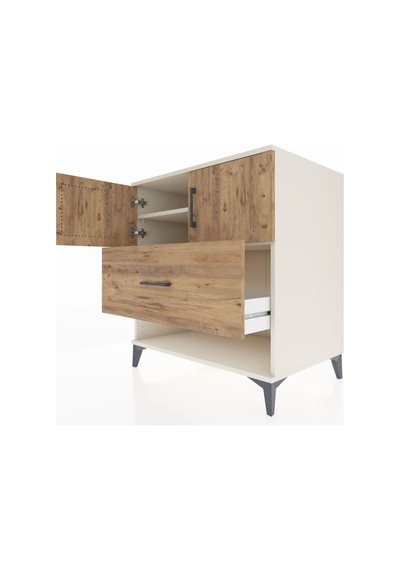 Kronos Şifonyer 2 Raflı Tek Çekmeceli 2 Kapaklı 88x59x96 Aytaşı-çam Aytası