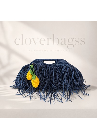 Cloverbagss Püsküllü Çanta Modeli Koyu Mavi