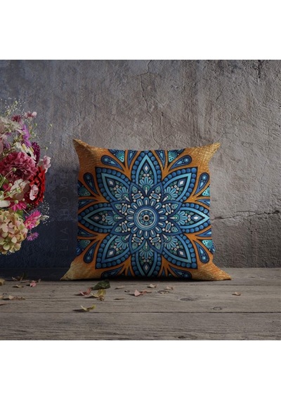 Çift Taraflı Mandala Desenli Dekoratif Kırlent Kılıfı (473328219)