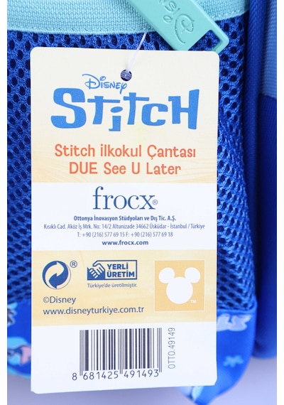 X Dekomus Lisanslı Stitch "ıconic Blue Collection Collection" Özel Tasarım Büyük Boy Okul Çantası "dekomus Cep Defteri Hediyeli" Altın