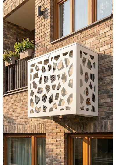Klima Motoru/dış Ünite Gizleme/koruma Kafesi Xl 120x62x150 H Stone Beyaz