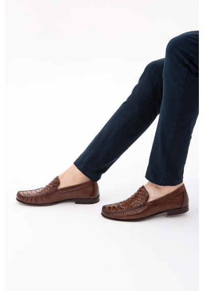 Tamer Tanca Erkek Hakiki Deri Taba Loafer Ayakkabı 537 3089 Erk Ayk Y22 Taba Yln/taba Akd Taba
