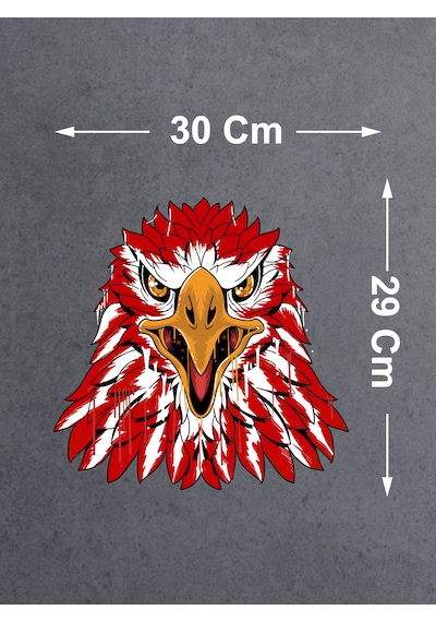 Türk Kartalı Sticker, Kartal Başı, Kırmızı Beyaz Kartal Sticker, Beşiktaş Sticker 00944 30x30 Cm