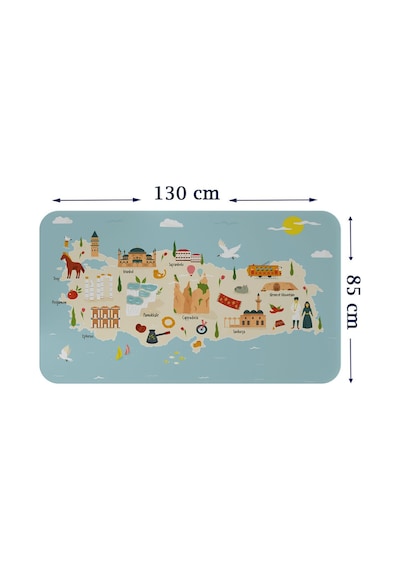 Eğitici Ve Öğretici Cocuk Odası Türkiye Haritası Duvar Sticker-85x130-3879 Çok Renkli