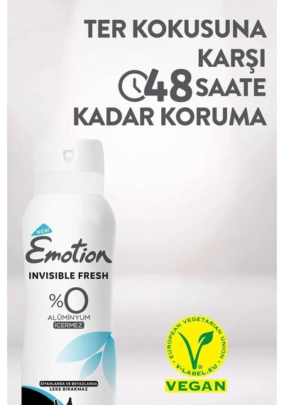 Jenerik Emotion Invisible Fresh Black & White Kadın Deodorant 150ml Vegan, Leke Bırakmaz
