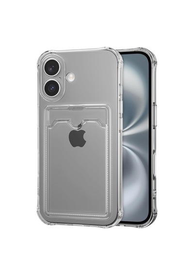 Teknomoda Apple Uyumlu iPhone 17 Kılıf Kartlıklı Anti Şok Korumalı Şeffaf Silikon Füme Koyu Şeffaf Acık Siyah Füme