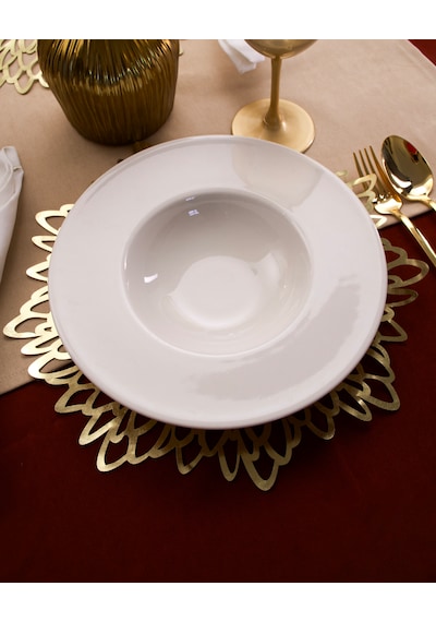 Katre 26 CM Porselen Çukur Makarna Tabağı Kırık Beyaz