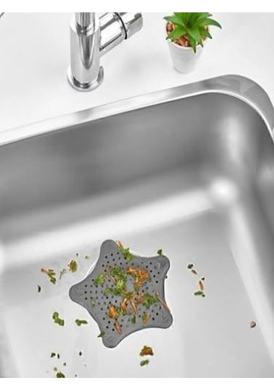 3 Adet Siyah Deniz Yıldızı Lavabo Süzgeci, Lavabo Tıkacı, Silikon Süzgeç Siyah