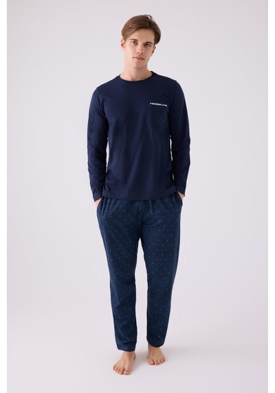 Arnetta 3146 Erkek Mornig Vibes Lacivert Uzun Kol Pijama Takım 001