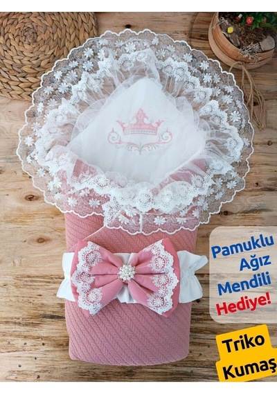 Triko Örg Haki Bebek Kundağı Unisex Bebek Dış Kundak Battaniyesi Hastane Çıkışı Kundak Battaniye Gülkurusu