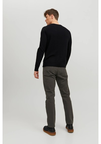 Jack & Jones Erkek Bisiklet Yaka Siyah Triko Kazak - 12208364 Siyah