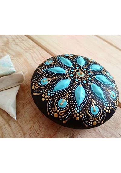 Mandalart Fabric Dot Taş Görünümlü Ahşap 10 10 Cm Açık Ahşap
