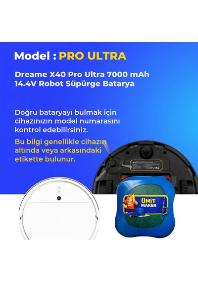 Dreame X40 Pro Ultra 7000 Mah 14.4v Robot Süpürge Batarya