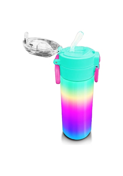 Coral High Kids Renk Geçişli Desenli Pipetli Ve Direkt İçim Çelik Termos 500 Ml 31924 Rose Gold