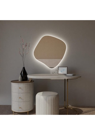 60x60 Cm Organic Form Dimmable Dokunmatik Led Ayna 6500k Beyaz Işık Beyaz