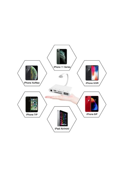 Ally 5 In 1 Apple iPhone  Uyumlu iPad Lightning To Audio Usb Kamera Dönüştürücü
