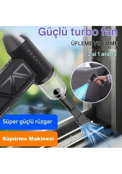 Bnl Ticaret Mini Turbo Jet Fan 110.000 Rpm 200w Şarjlı Kablosuz El Tipi Güçlü Hava Üfleyici Ve Toz Alma Cihazı