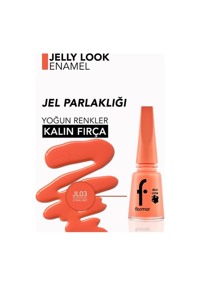 Jel Görünümlü Parlak Oje Mercan Kırmızı - Jelly Look Ne. - Jl03 Coral Red - 8690604233618 Diğer