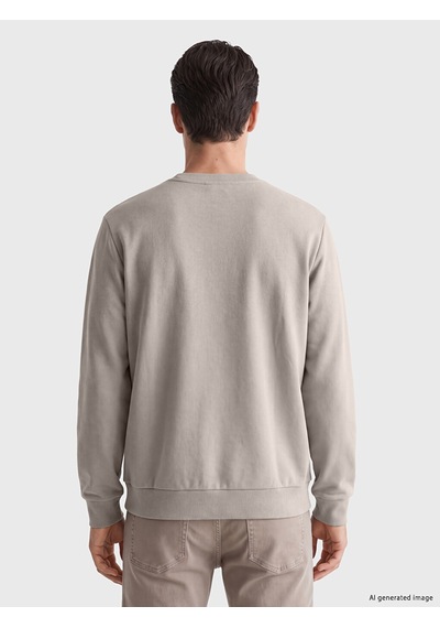 Lcwaıkıkı Classic Bej Bisiklet Yaka Baskılı Kalın Erkek Sweatshirt