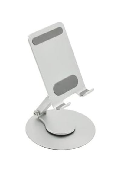 360 Döner Telefon Tablet Standı İpad, İphone, Android Ve Tüm Cihazlarla Uyumlu Ayarlanabilir Masaüstü Tutucu Yüksek Stabilite, Çok Açılı Görüntüleme Gümüş