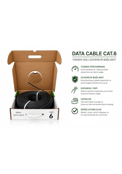 Kant.tech 100m U-utp Pe 23awg Outdoor Cat6 Network Kablo Yüksek Iletim 100 Metre -