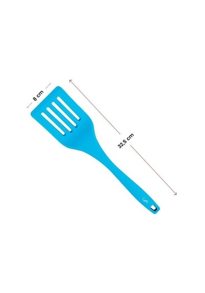 Lurch - Platin Silikon Delikli Spatula 32,5 Cm Mavi - Yanmaz, Yapışmaz, Bükülmez, Çizmez, Tat Ve Koku Bırakmaz - 240103 Renk
