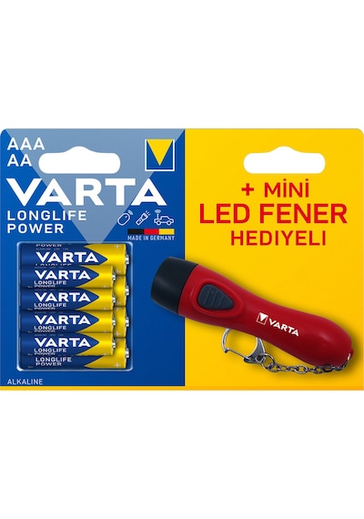Varta Longlife Power 4 İnce + 4 Kalem Pil + Led Fener
