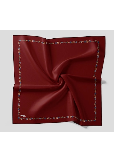 Bonjela Soft Eşarp Minimal Çiçek Desen Bordo Bordo