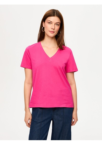 Pamuk V Yaka T-shırt S26tsh007 Bs26tsh007173 Pembe