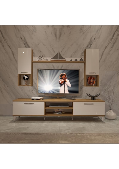 Decoraktiv Eko 5da Mdf Dvd Silver Tv Ünitesi Tv Sehpası Pera - Beyaz