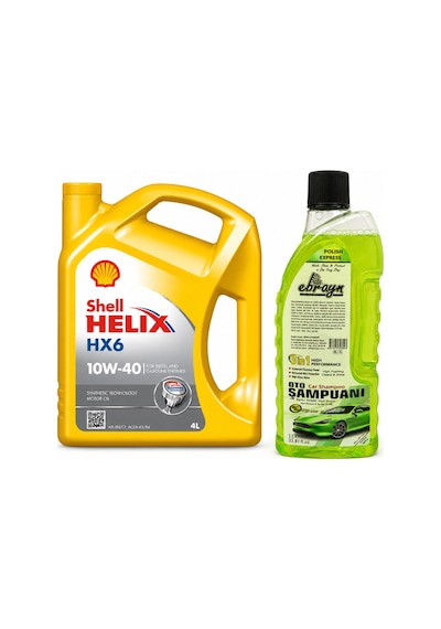 Shell Helix Hx6 Motor Yağı 10w-40 4 Litre + Oto Şampuan 1000 ML