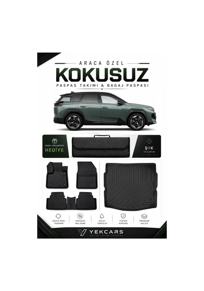 Citroen C3 Aircross Hybrid 2026 Model Aracınıza Özel 4d Kauçuk Paspas Takımı Ve Alt Bagaj Havuzu