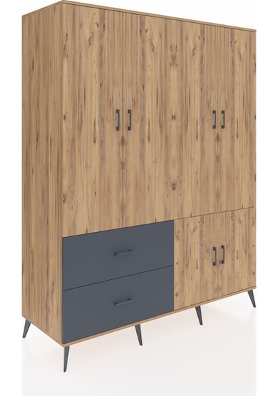 Kronos Gardrop 5 Raflı 2 Çekmeceli 2 Askılı 176x59x221 Çam-çam/antrasit Çam/antrasit Kronos Gardrop 5 Raflı 2 Çekmeceli 2 Askılı 176x59x221 Çam-çam/antrasit Çam/antrasit