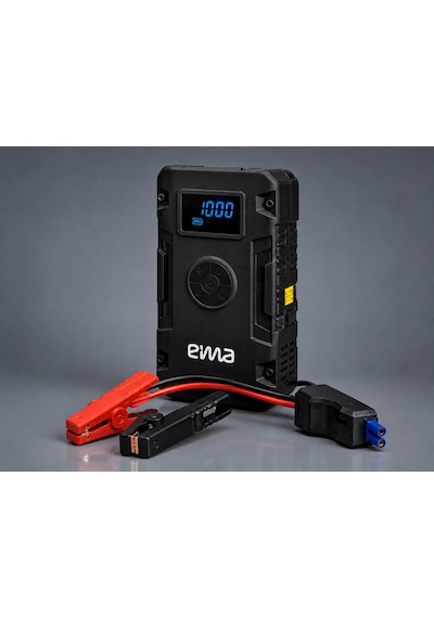 Eima 10.000 Mah Akü Takviye Cihazı Powerbank Hava Kompresörlü Dijital Ekranlı siyah