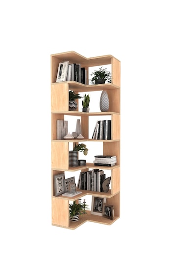 Woodesk Bohem, Ahşap, Masa Ve Köşe Kitaplık Takımı, Natural Renk Naturel