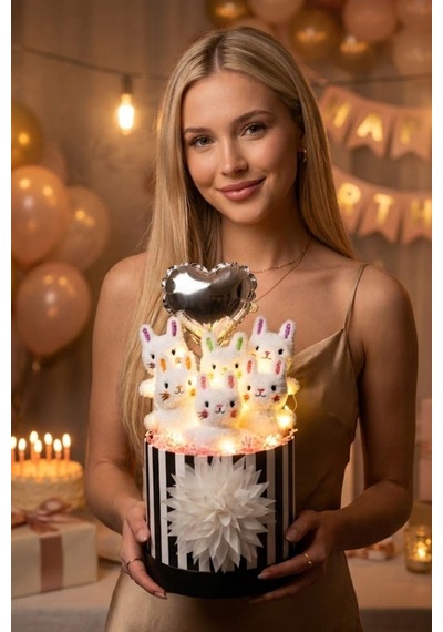 Hello Kitty Temalı Ayıcık Buketi Kalp Balonlu Özel Tasarım Doğum Günü Hediyesi Kıza Hediye