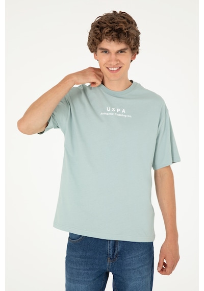 U.S. Polo Assn. Erkek Comfort Fit Bisiklet Yaka Su Yeşili Tişört 50294322-VR048