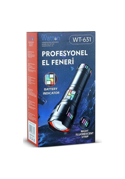 Black Watton Lazer Etkili 30.000 Lümen Profesyonel El Feneri Siyah