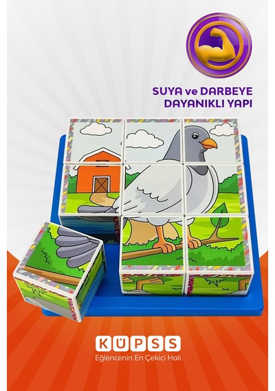 6 Farklı Uçan Hayvanlar Eğitici 3d Küp Puzzle 3 4 5 6 Yaş